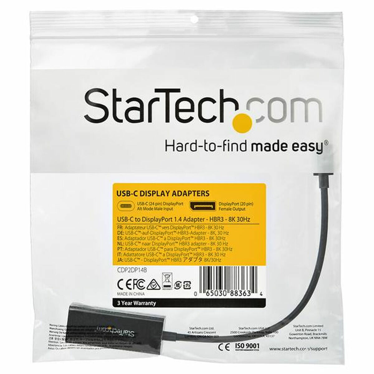 Adattatore USB C con DisplayPort Startech CDP2DP14B Nero
