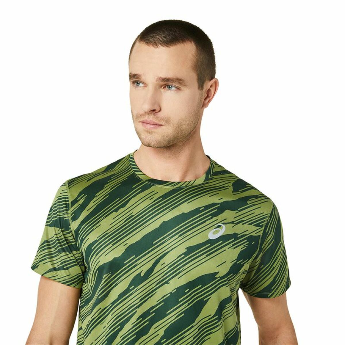Maglia a Maniche Corte Uomo Asics Core All Over Print Ss Verde
