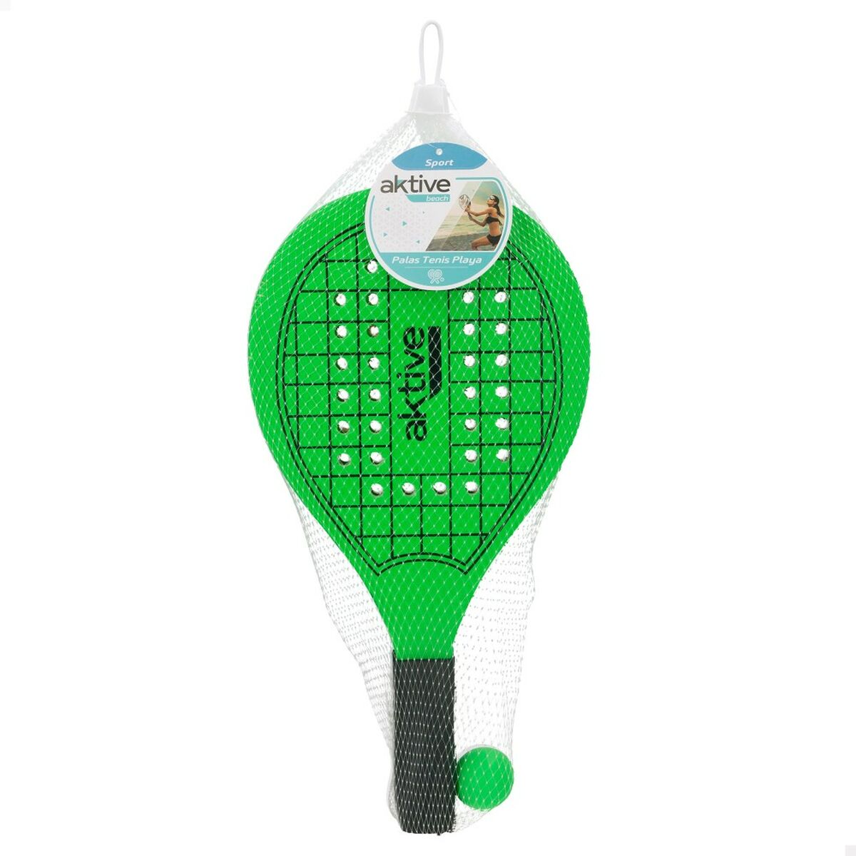 Palette da Spiaggia con Palla Aktive Legno 20,5 x 39,5 cm (24 Unità)