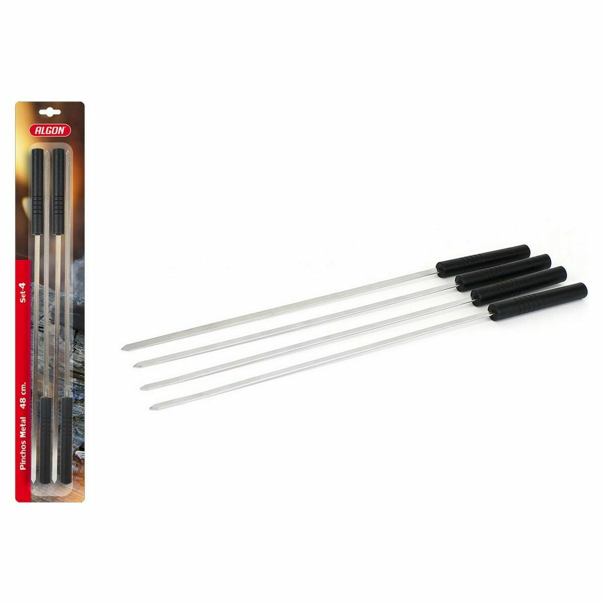 Set di Spiedini per Barbecue Algon Metallo Plastica 4 Pezzi (24 Unità) (48 cm) (4 pcs)