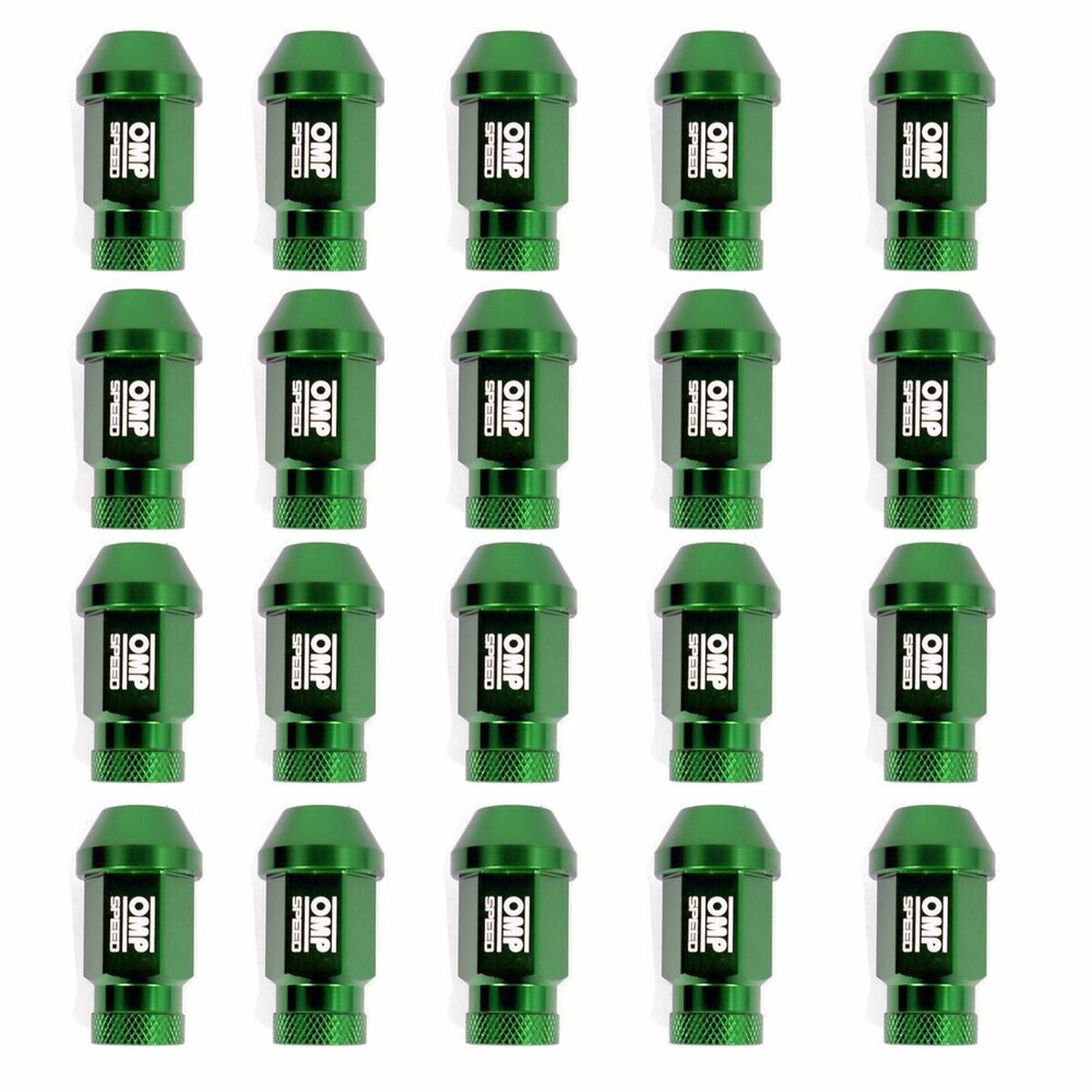Set Dadi OMP 7075 40 mm M14 x 1,50 20 uds Verde