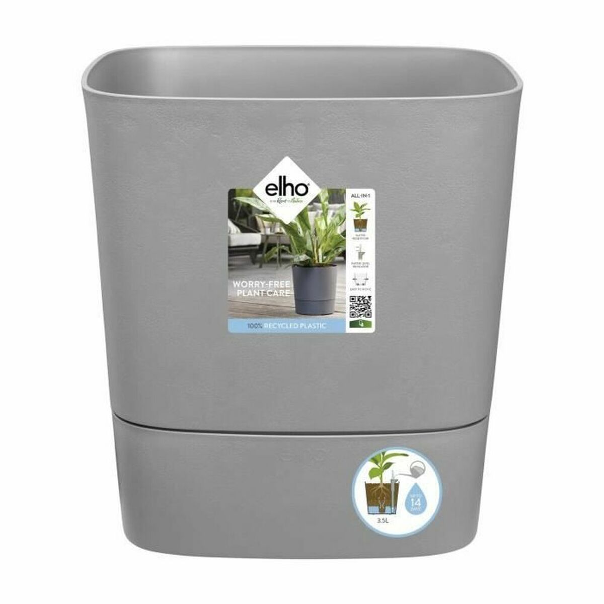 Vaso Elho Greensense Aqua Care 29,5 x 29,5 x 30,2 cm Grigio