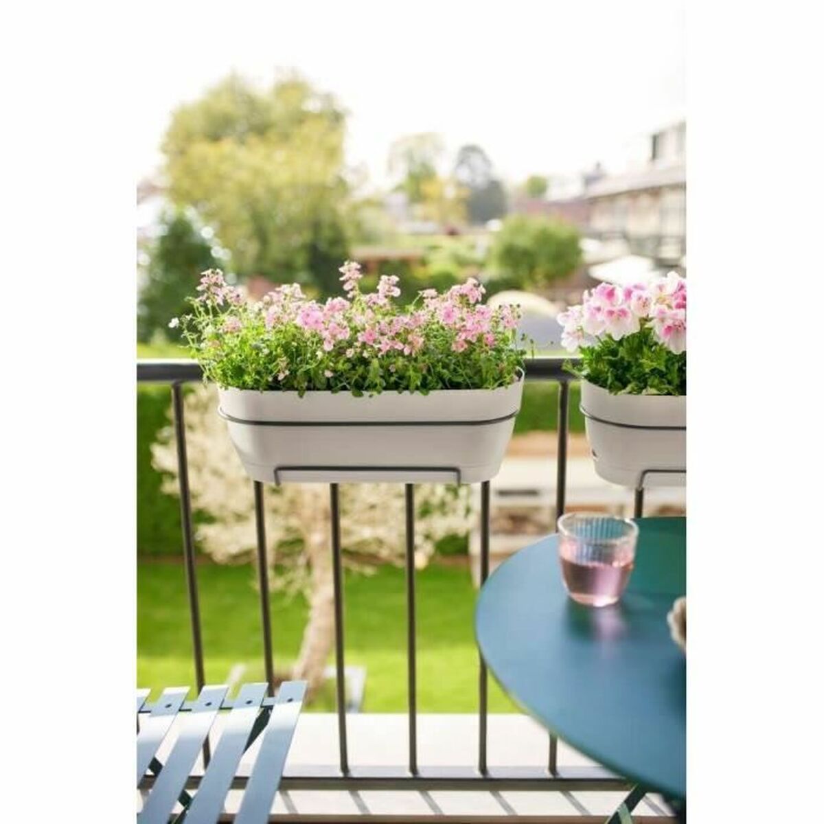 Vaso rettangolare da Balcone Elho Bianco 50 cm Azzurro Plastica