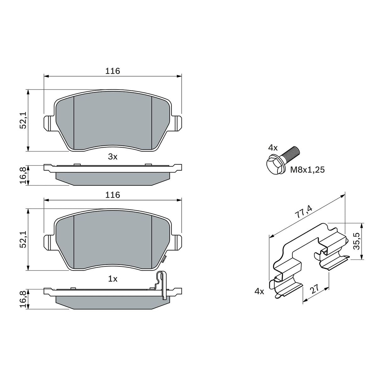 Pastiglie freno BOSCH BP1071 (Ricondizionati B)