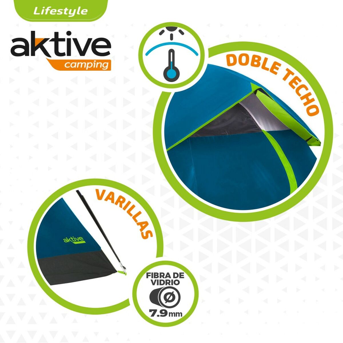 Tenda da Campeggio Aktive 4 persone 240 x 130 x 210 cm (2 Unità)