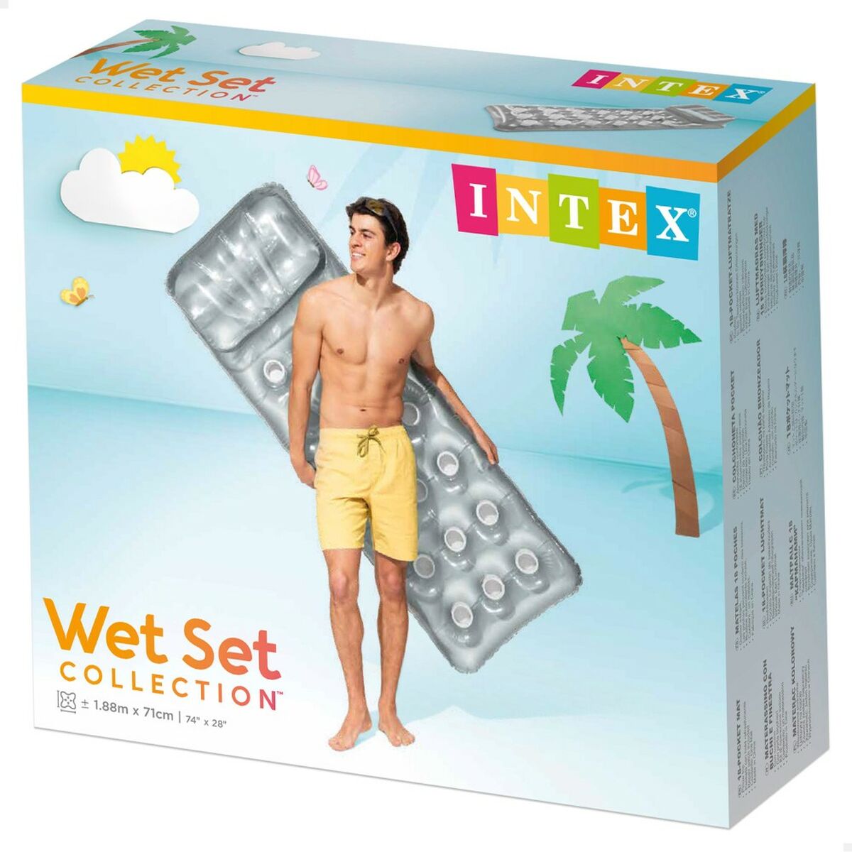 Materassino Gonfiabile Intex 18 Vasi Argentato 188 x 30 x 71 cm (6 Unità)