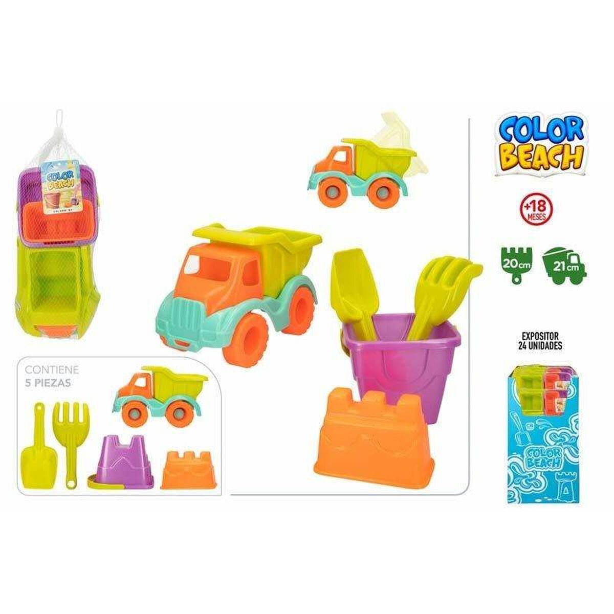 Set di giocattoli per il mare Colorbaby Camion Ribaltabile 21 cm 5 Pezzi