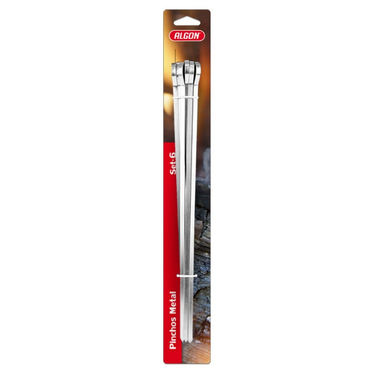 Set di Spiedini per Barbecue Algon Metallo (6 Unità) (33 cm x 6 mm)