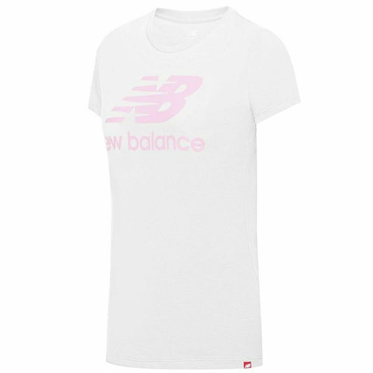 Maglia a Maniche Corte Donna New Balance Essentials Stacked Bianco