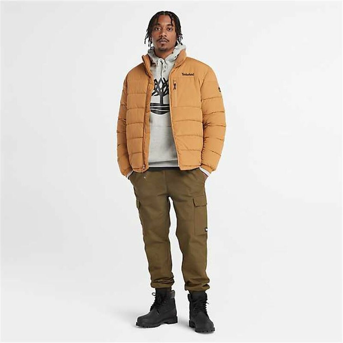 Felpa con Cappuccio Uomo Timberland Kenn Tree Logo Grigio chiaro