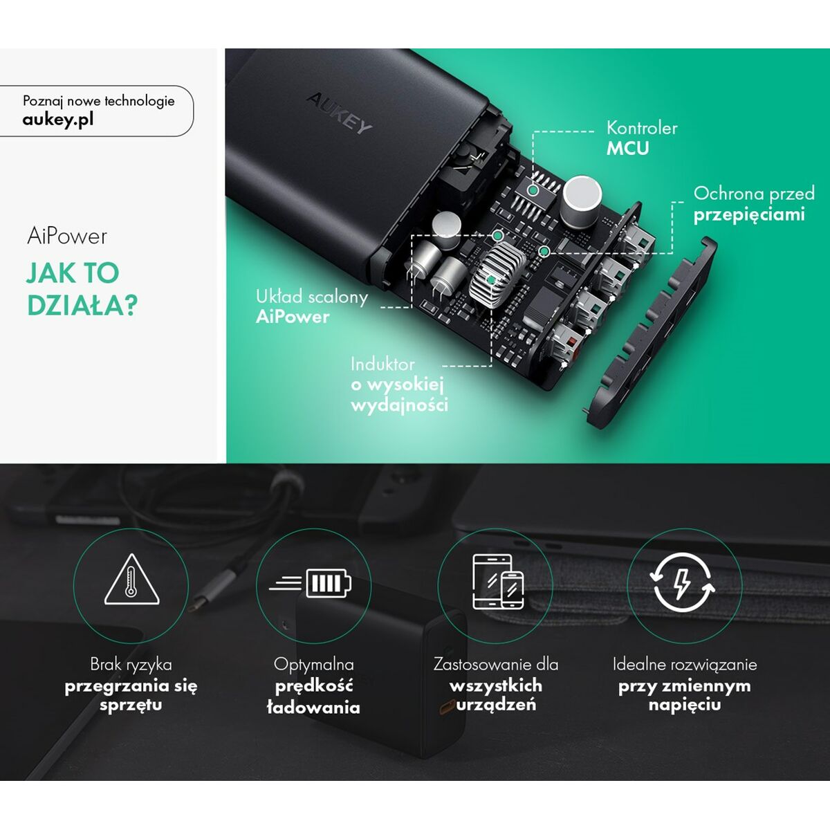 Caricabatterie da Parete Aukey PA-T18 Nero 45 W