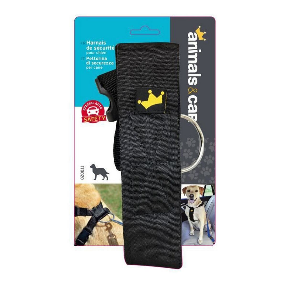 Imbracatura per Cani Animals and Car Nero 32 cm 50-70 cm