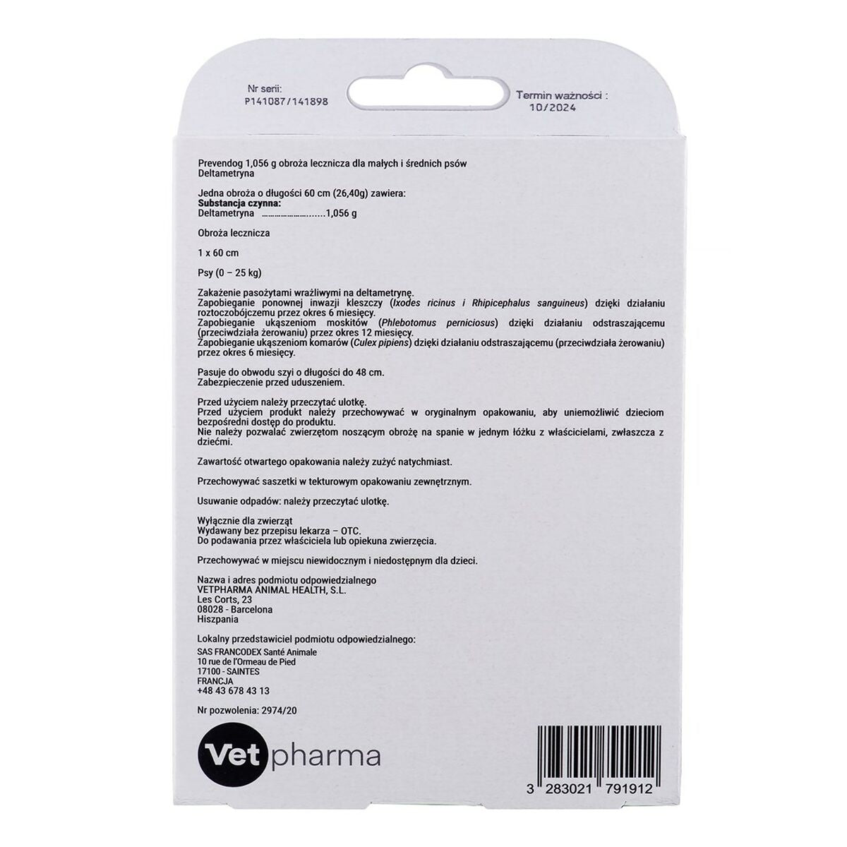 Collare antiparassitario Francodex PrevenDog Zecche