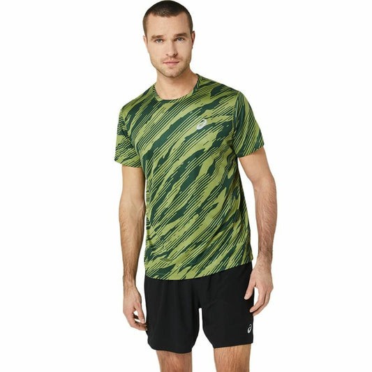 Maglia a Maniche Corte Uomo Asics Core All Over Print Ss  Verde