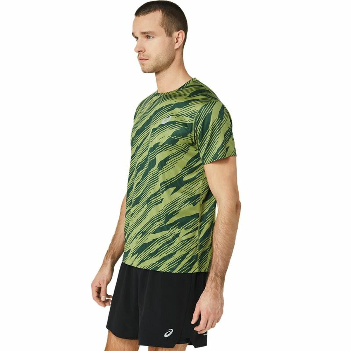 Maglia a Maniche Corte Uomo Asics Core All Over Print Ss  Verde