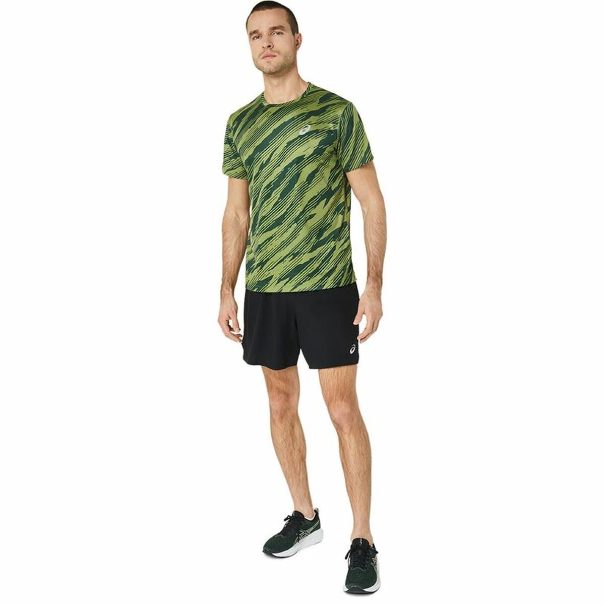 Maglia a Maniche Corte Uomo Asics Core All Over Print Ss  Verde