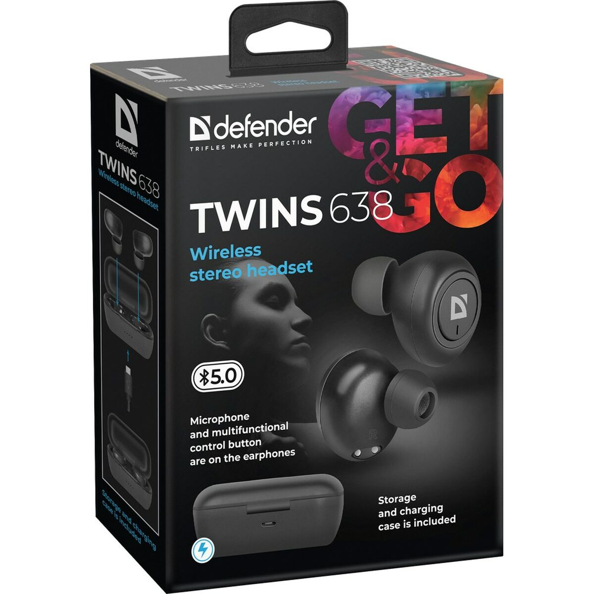 Auricolari in Ear Bluetooth Defender Twins 638 Nero