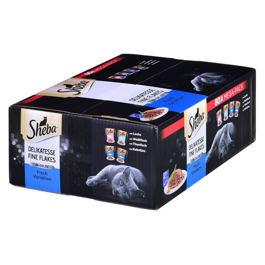 Cibo per gatti Sheba Delikatesse Fisch Variation Salmone Tonno Baccalà 80 x 85 g