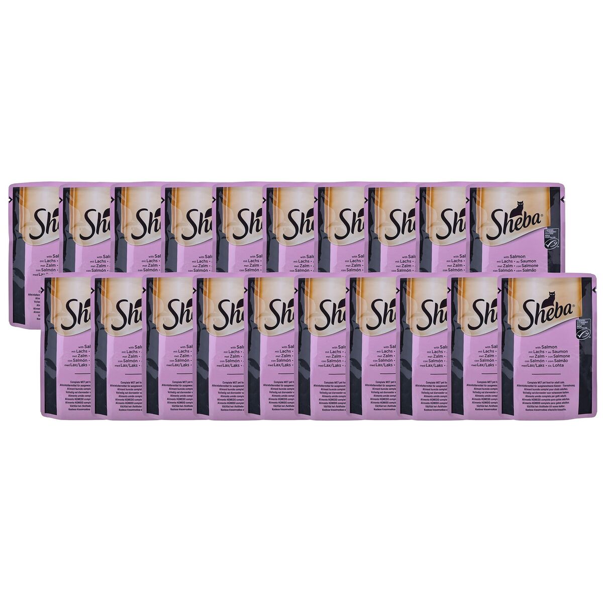 Cibo per gatti Sheba Delikatesse Fisch Variation Salmone Tonno Baccalà 80 x 85 g