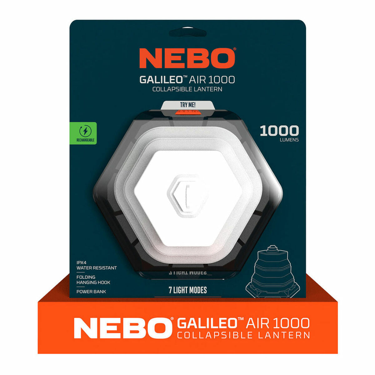 Torcia Lanterna e Lampada Pieghevole 3 in 1 Nebo Galileo Air 1000 1000 Lm