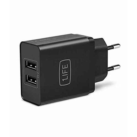 Caricabatterie da Parete 1LIFE 1IFEPA2USB 5V / 2,4A Nero