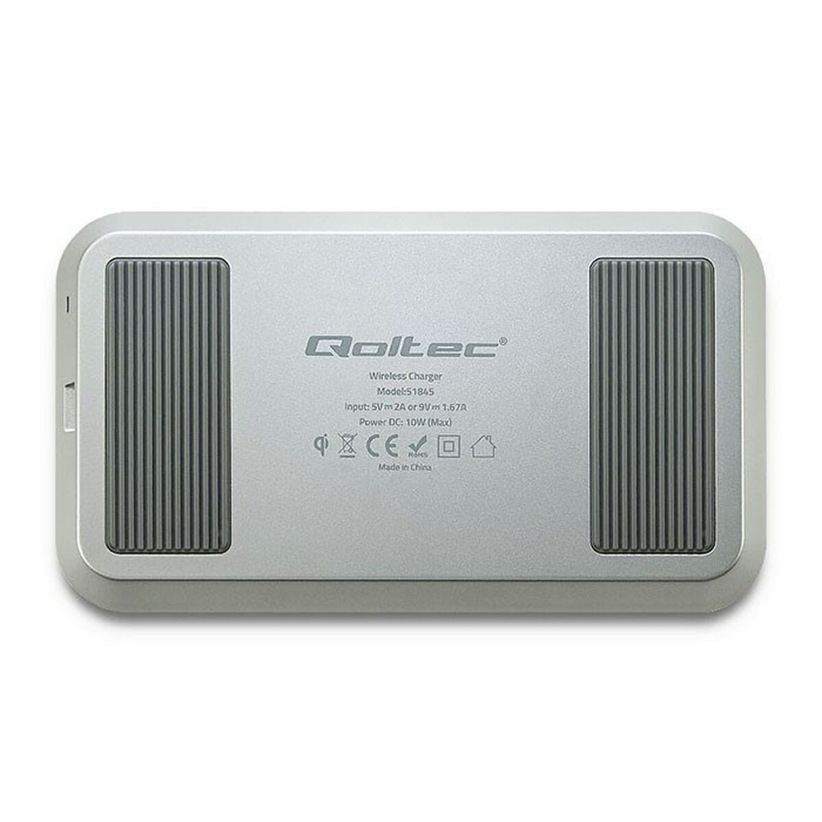 Caricabatterie Senza Fili Qoltec 51845 Nero Argentato