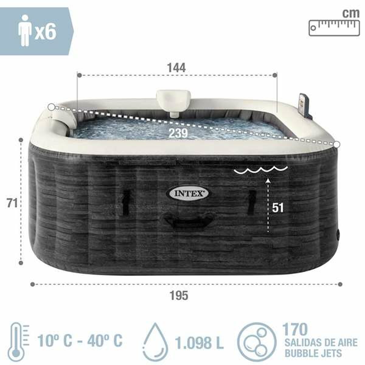Spa Gonfiabile Colorbaby Purespa Burbujas Greystone Deluxe
