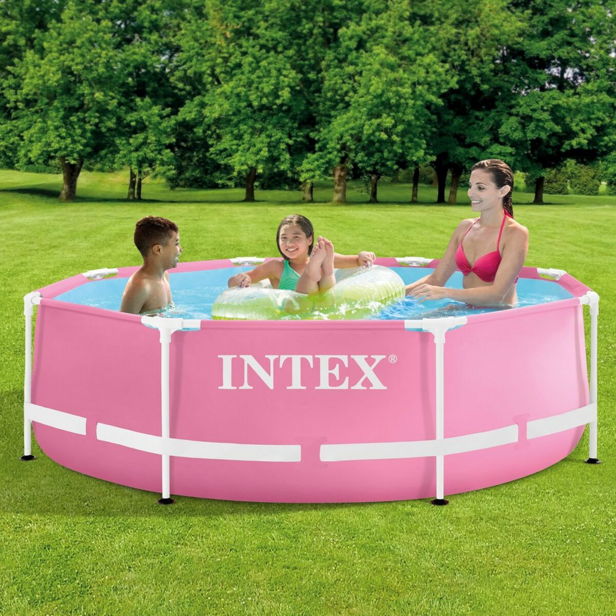 Piscina Smontabile Intex Metal Frame 28290NP Rosa 244 x 74 x 244 cm