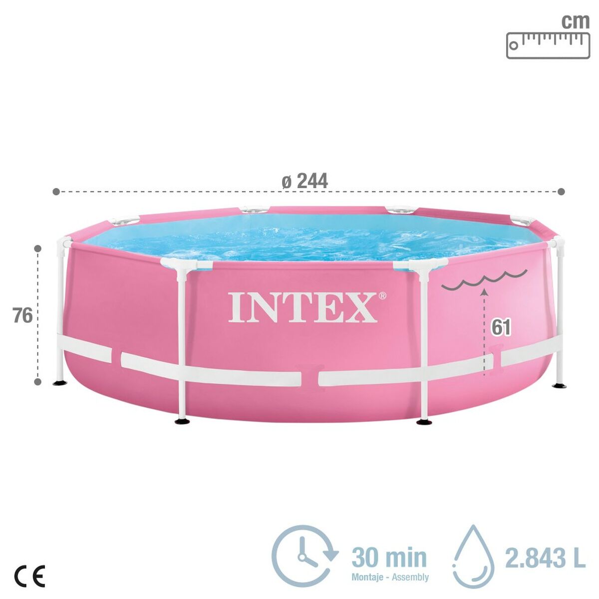 Piscina Smontabile Intex Metal Frame 28290NP Rosa 244 x 74 x 244 cm