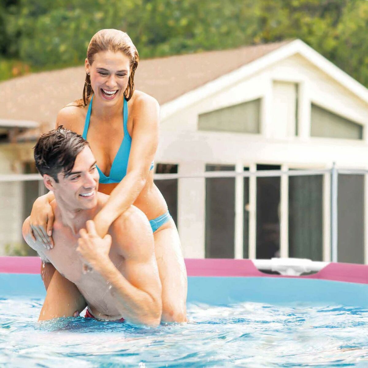 Piscina Smontabile Intex Metal Frame 28290NP Rosa 244 x 74 x 244 cm