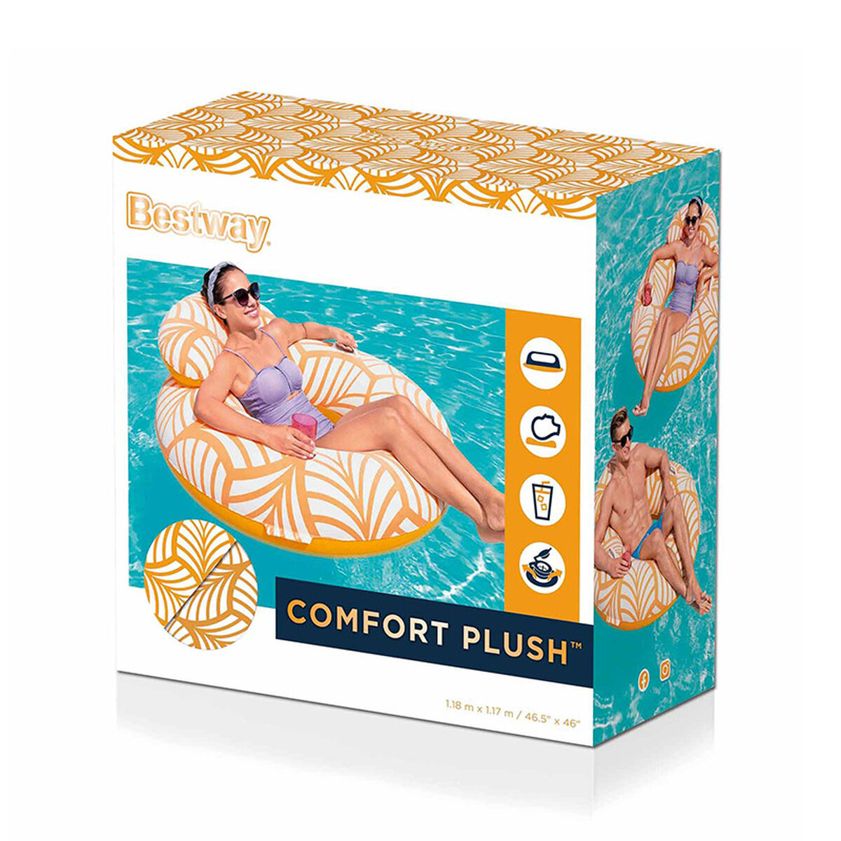 Poltrona da Piscina Gonfiabile Bestway Deluxe 118 x 117 cm Arancio