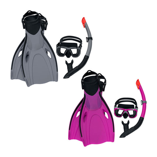 Maschera da Snorkeling con Boccaglio e Pinne Bestway Adulto Multicolore 43-48