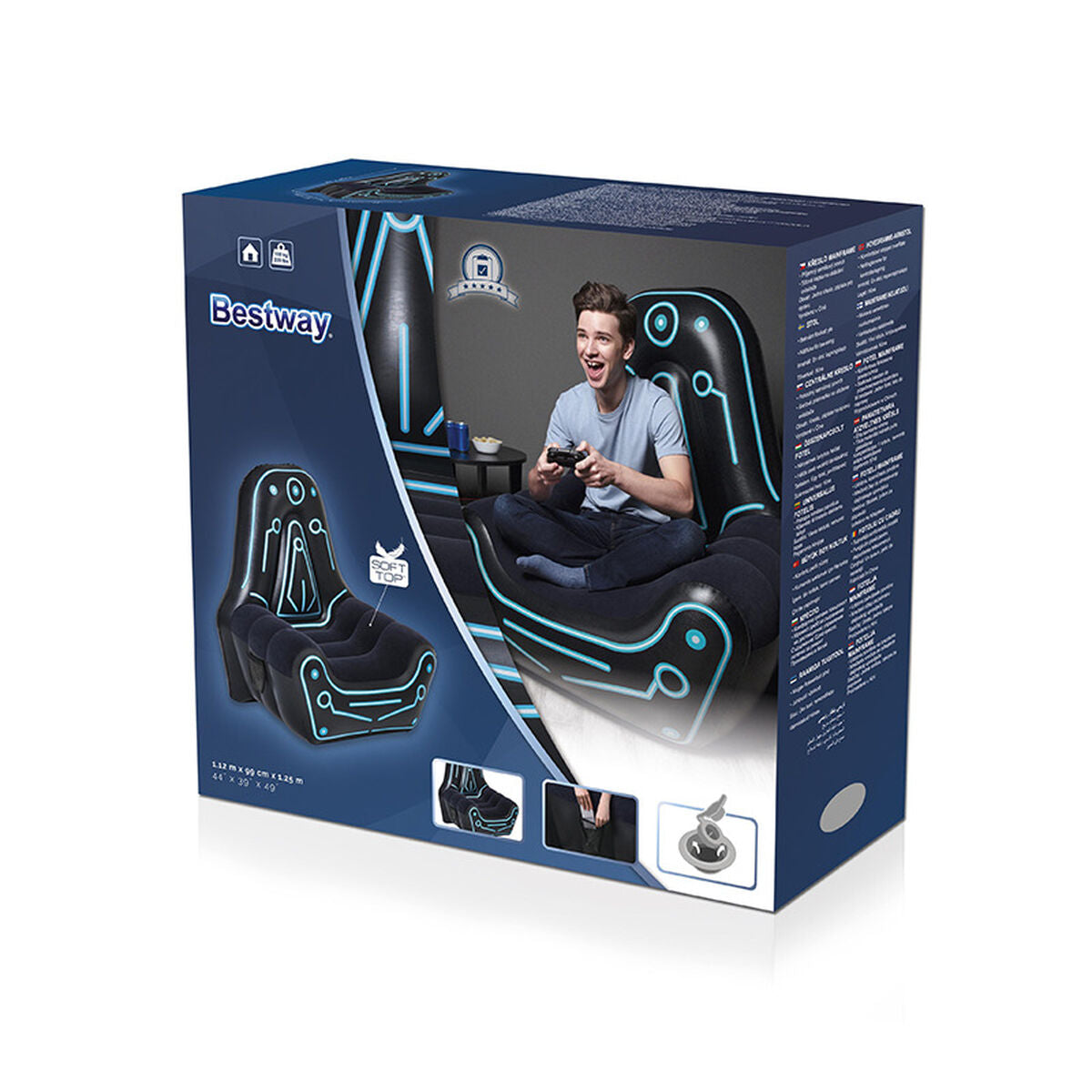 Poltrona Gonfiabile Bestway Gamer 112 x 99 x 125 cm Nero