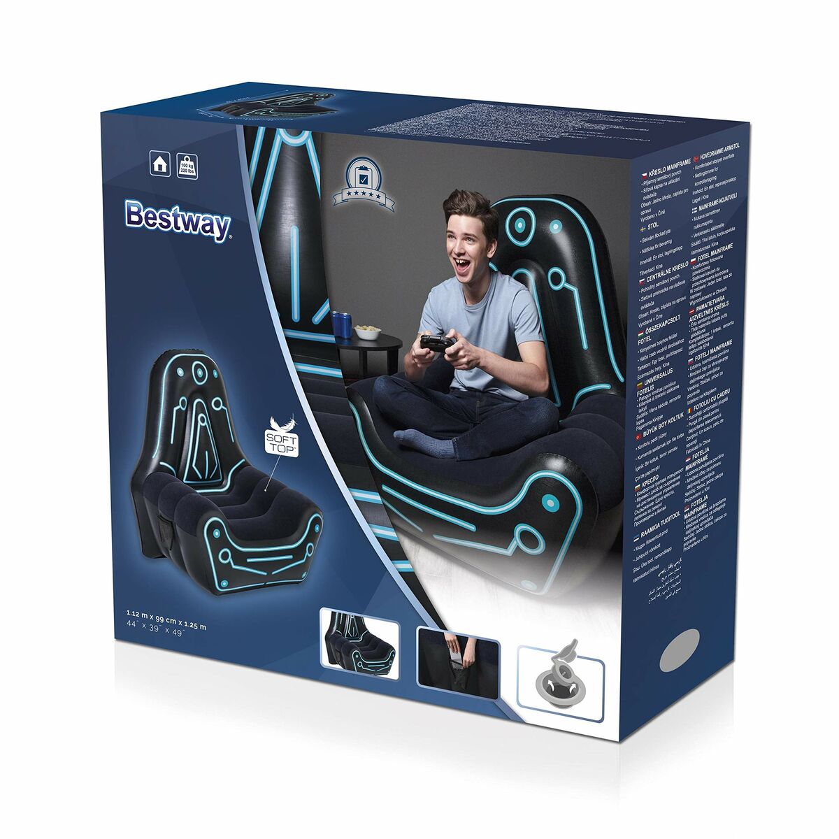 Poltrona Gonfiabile Bestway Gamer 112 x 99 x 125 cm Nero