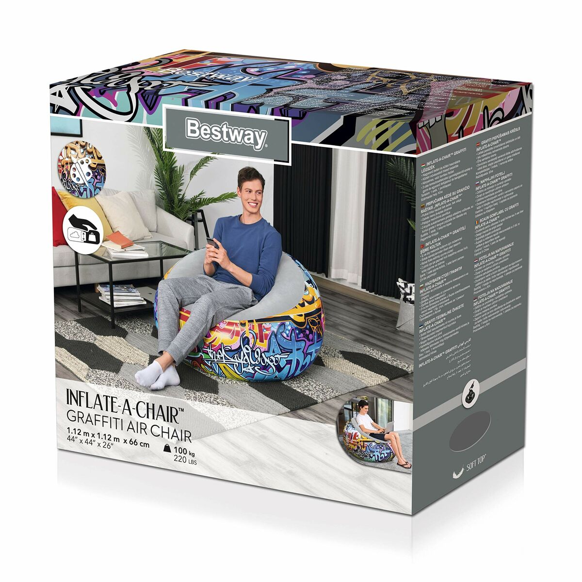 Poltrona Gonfiabile Bestway Graffiti 112 x 112 x 66 cm