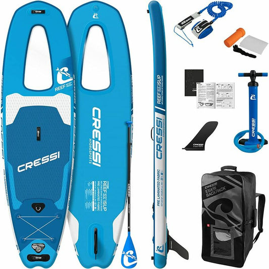 Tavola da Paddle Surf Gonfiabile con Accessori Reef Window Cressi-Sub 10,2" Azzurro