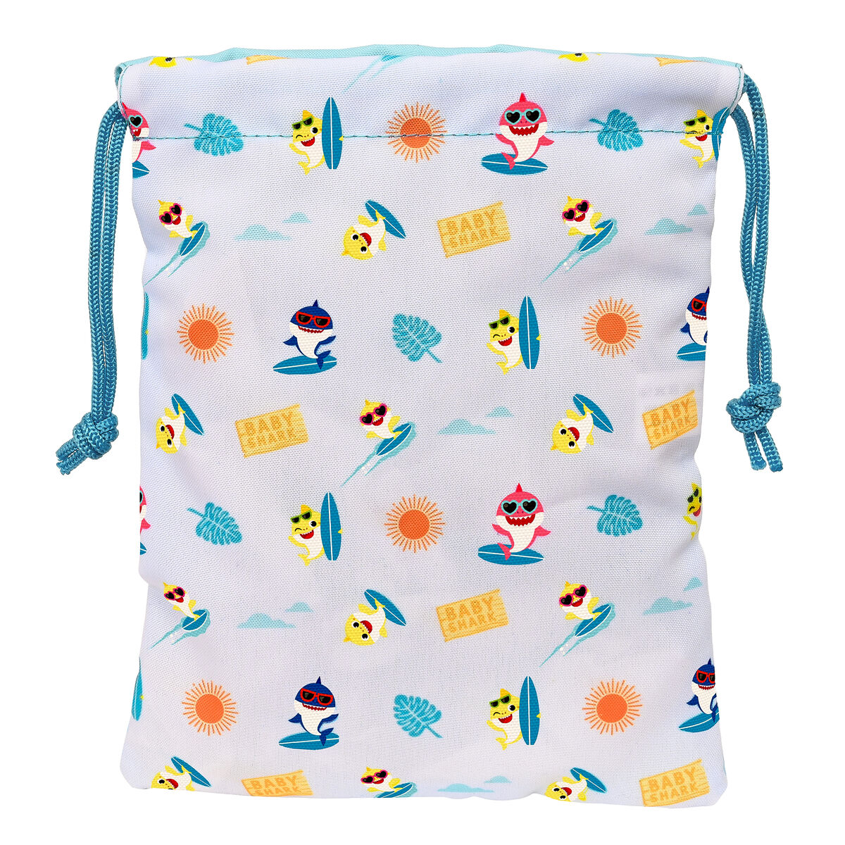 Portamerenda Baby Shark Surfing 20 x 25 x 1 cm Sacco Azzurro Bianco