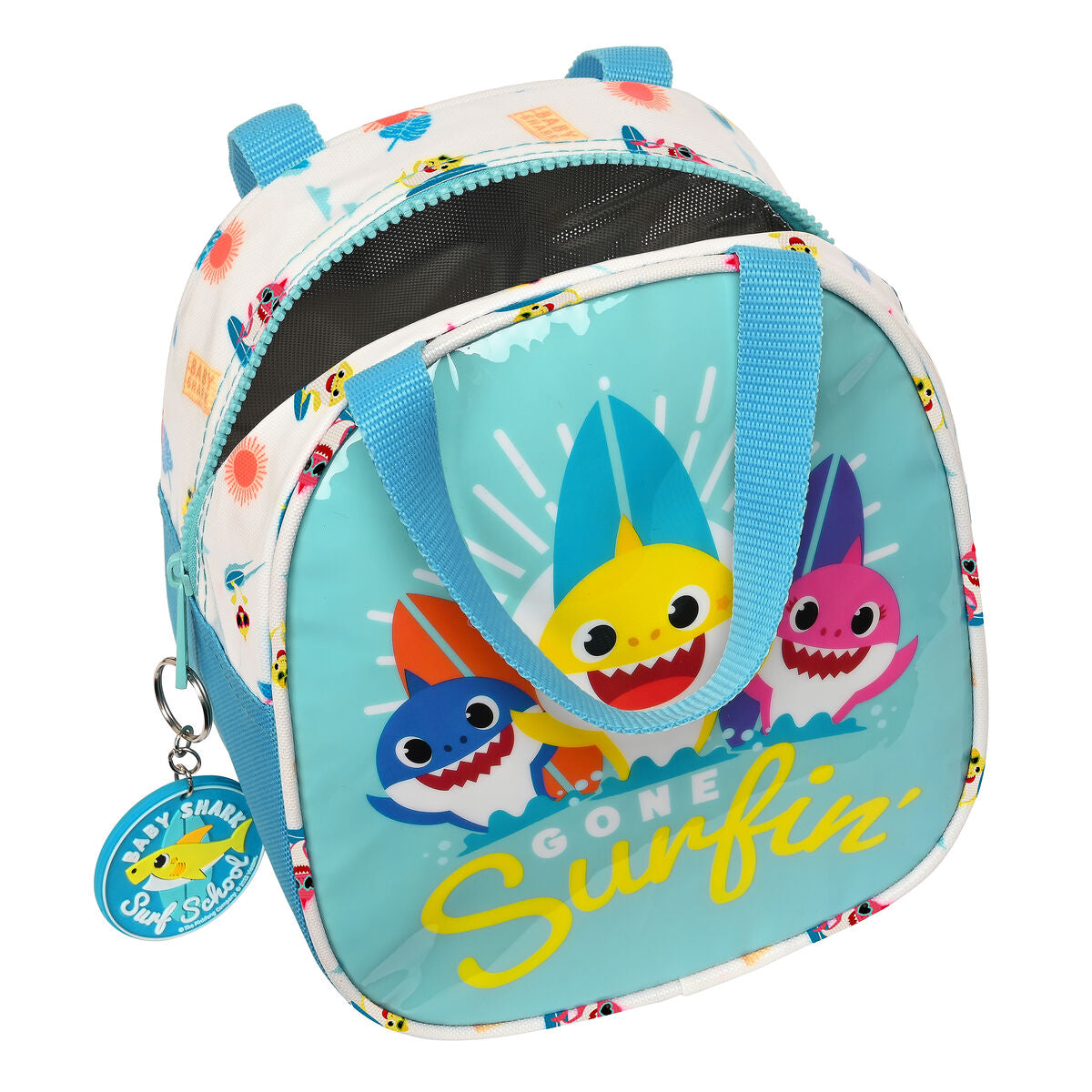 Portamerenda Termico Baby Shark Surfing Azzurro Bianco 19 x 22 x 14 cm