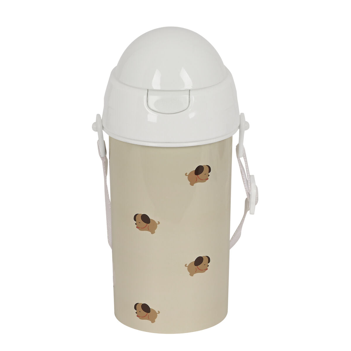 Bottiglia con Tappo e Cannuccia Safta Puppy Beige PVC 500 ml