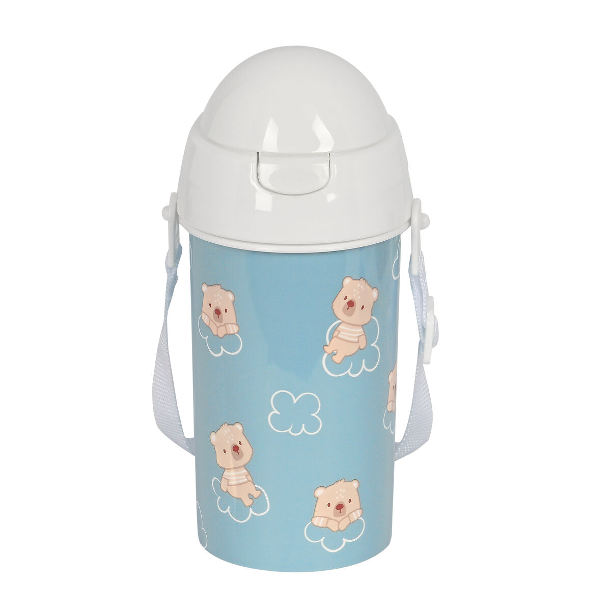 Bottiglia con Tappo e Cannuccia Safta Baby bear Azzurro PVC 500 ml