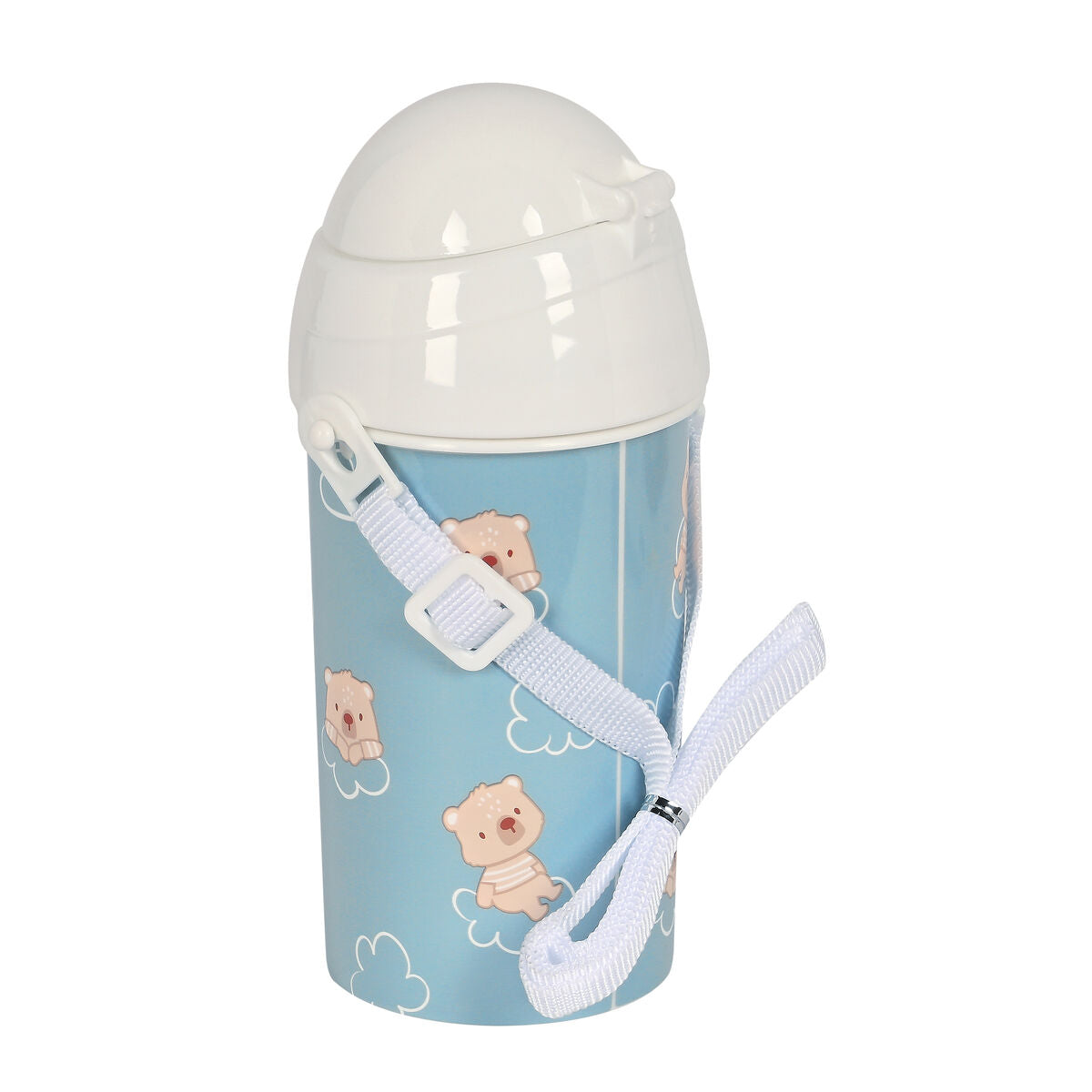Bottiglia con Tappo e Cannuccia Safta Baby bear Azzurro PVC 500 ml