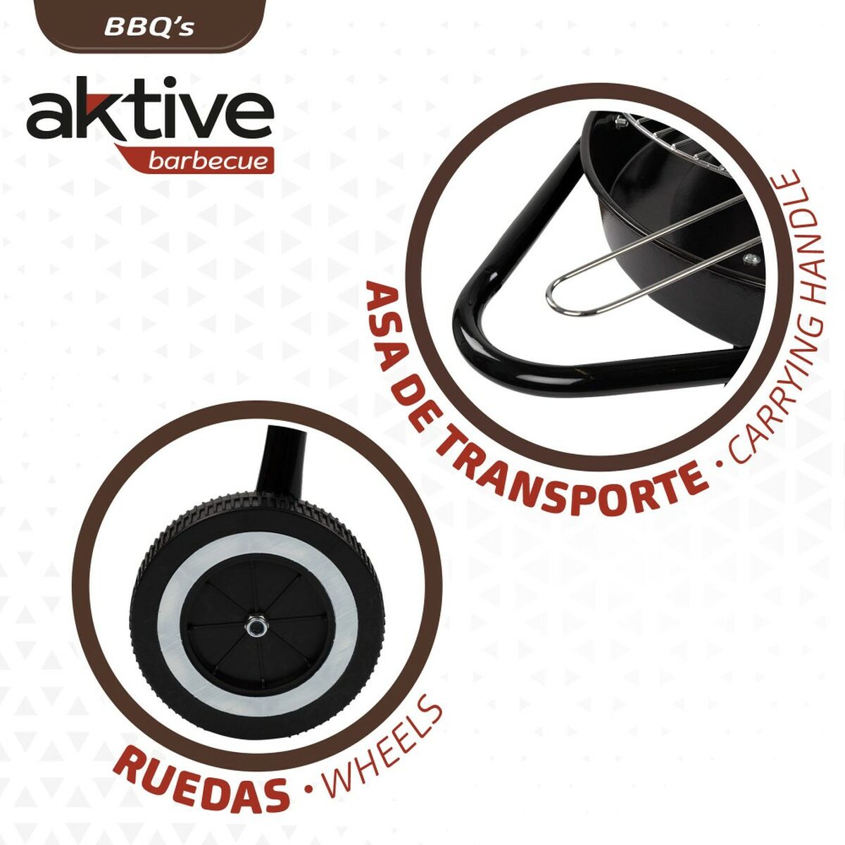 Barbecue a Carboni con Ruote Aktive Alluminio Metallo smaltato textilene 42 x 76,5 x 42 cm Nero