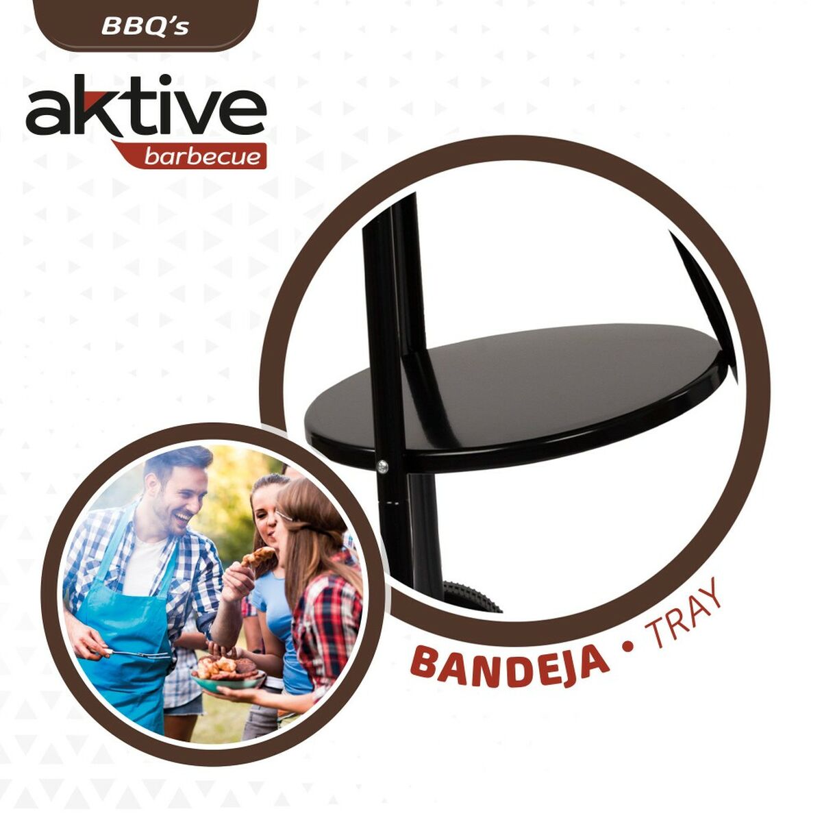 Barbecue a Carboni con Ruote Aktive Alluminio Metallo smaltato textilene 42 x 76,5 x 42 cm Nero