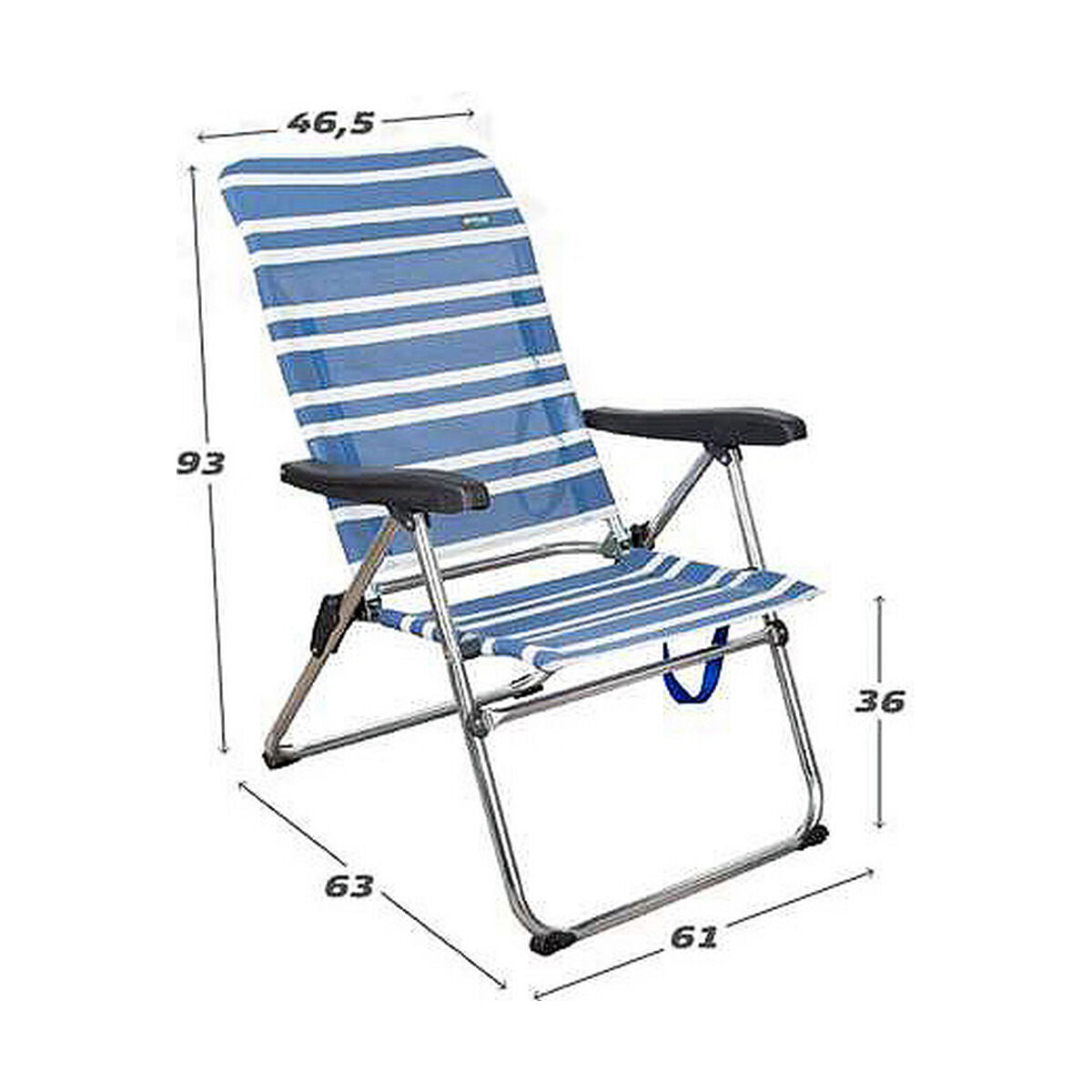 Sedia da Spiaggia Color Baby 61 x 63 x  93 cm Bianco Blu Marino