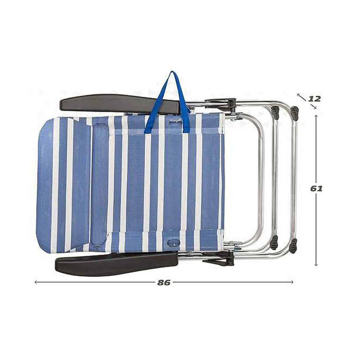 Sedia da Spiaggia Color Baby 61 x 63 x  93 cm Bianco Blu Marino