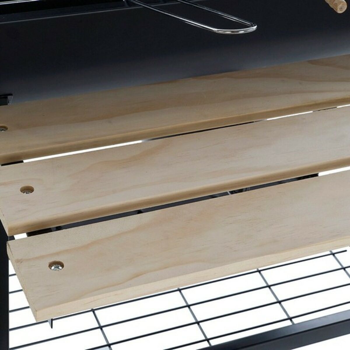 Barbecue a Carbone con Coperchio e Ruote DKD Home Decor Nero Naturale Legno Metallo Acciaio 108 x 71 x 103 cm