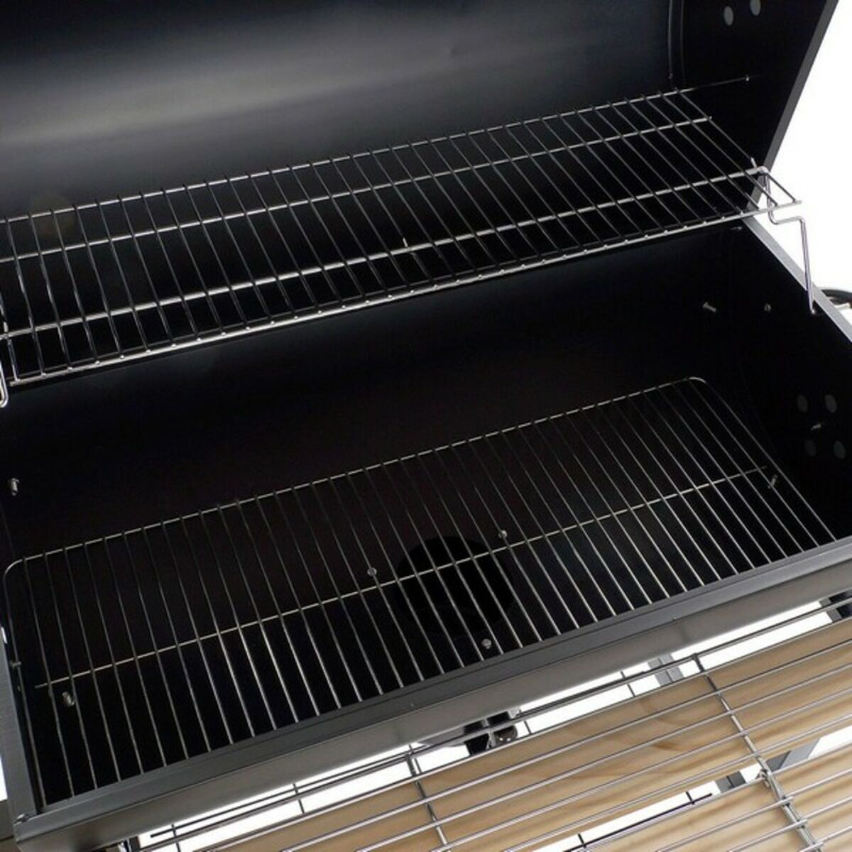 Barbecue a Carbone con Coperchio e Ruote DKD Home Decor Nero Naturale Legno Metallo Acciaio 108 x 71 x 103 cm