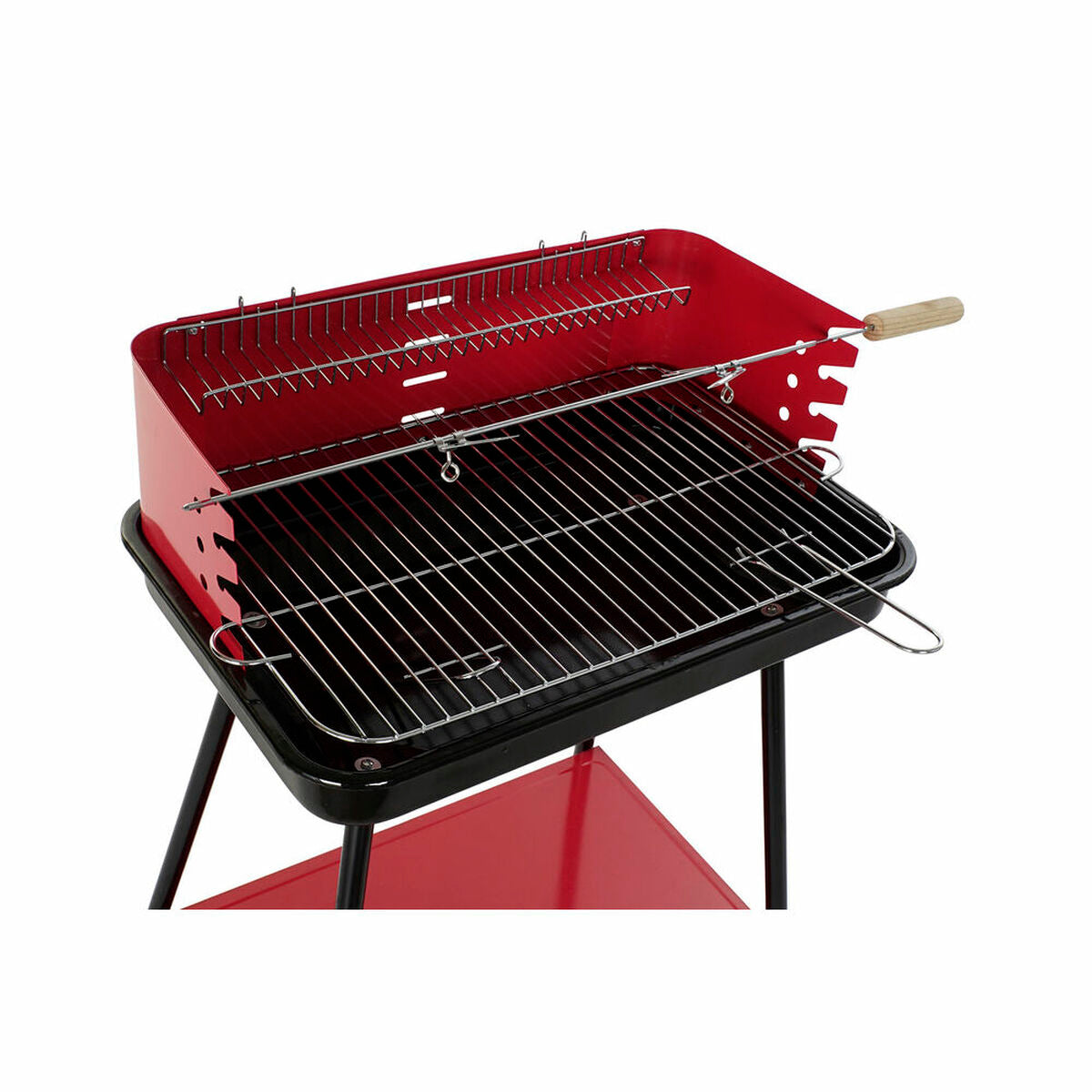 Barbecue a Carbone con Gambe DKD Home Decor Rosso Nero Acciaio 53 x 37 x 80 cm (53 x 37 x 80 cm)
