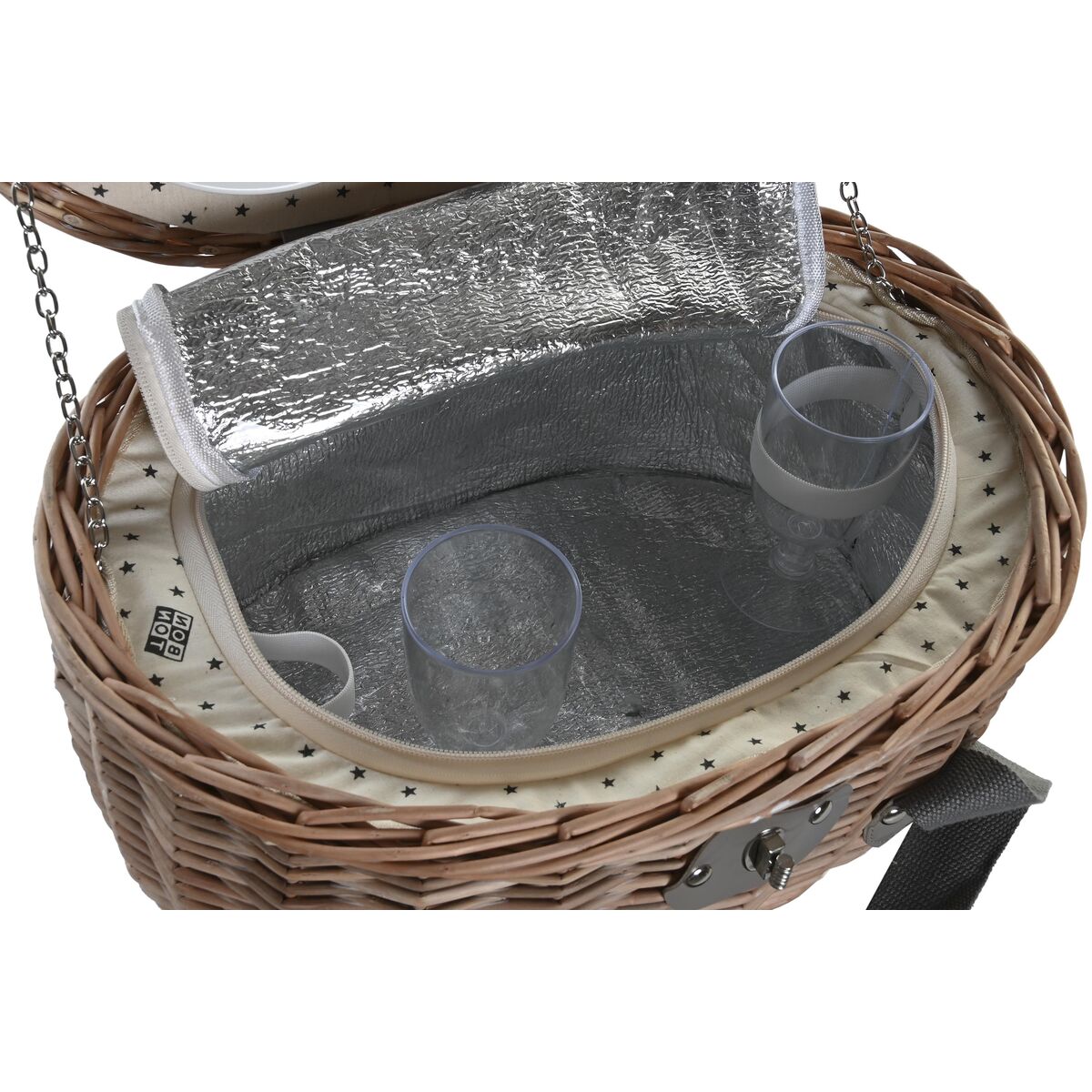 Cestino DKD Home Decor Picnic Naturale Bianco vimini (39 x 28 x 22 cm)