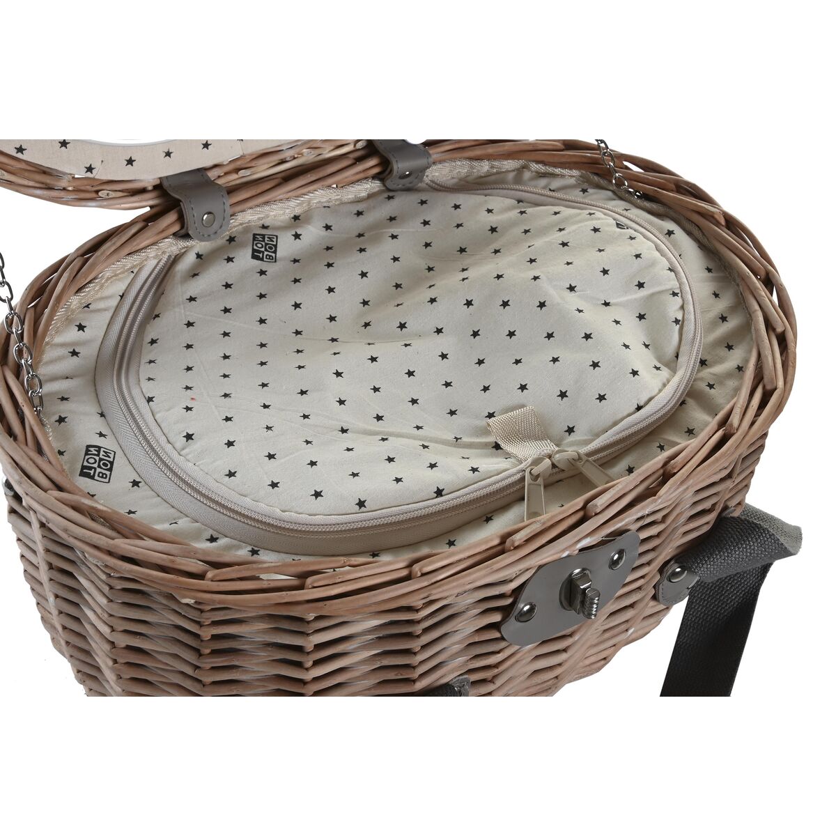 Cestino DKD Home Decor Picnic Naturale Bianco vimini (39 x 28 x 22 cm)